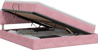 vidaXL Cama De Almacenamiento Led Con Colch&oacute;n Rosa 180 X 200 Cm Vidaxl
