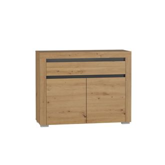 Petits Meubles Buf&eacute; 2 puertas 1 caj&oacute;n con led paneles laminados madera y gris