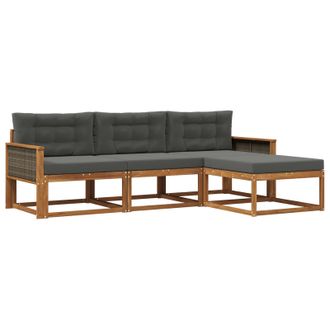 vidaXL Conjunto De Sof&aacute;s De Exterior 4 Pcs Natural Y Antracita Vidaxl