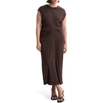 Mango Cotton Jersey Midi Dress in Brown at Nordstrom, Size 10