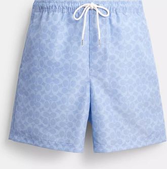 Coach Signature Swim Trunks In Recycled Polyester