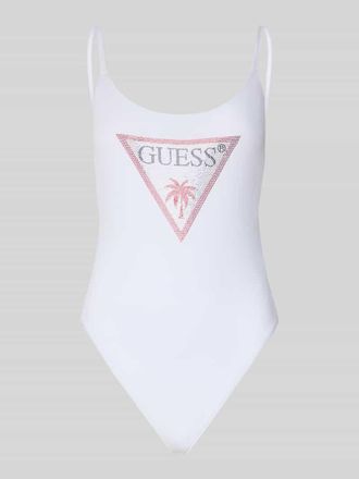 Guess Slim Fit Badeanzug mit Strasssteinbesatz in Weiss, Gr&ouml;&szlig;e XL