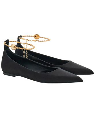 Ferragamo Cable-Link Chain Leather Ballet Flat