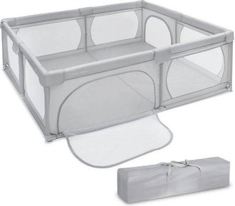 OEM Parque Infantil Plegable - Gris - Paredes Transparentes - Pvc 210d - 200 X 160 X 68 Cm