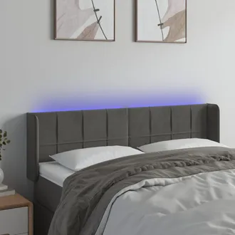 vidaXL Testiera A Led Grigio Scuro 147x16x78/88 Cm In Velluto - Vidaxl