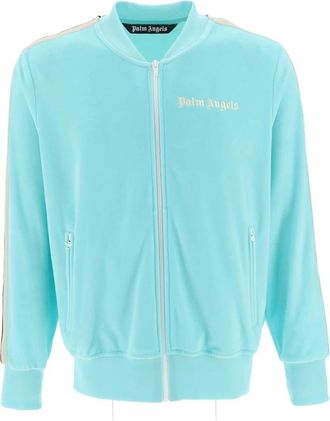 Palm Angels Chenille Bomber Track Jacket - Heren - Vesten met rits - Blauw - S - Hoodies & sweatvesten
