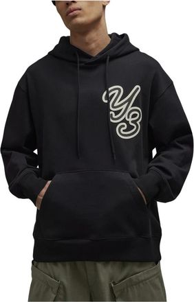Yohji Yamamoto Hoodies & sweatvesten, Heren, Zwart, L, Katoen, Grafische Hoodie Sweatshirt