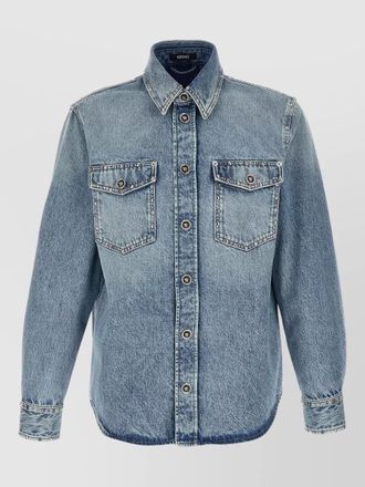 Versace medusa shirt long sleeves front pockets studs