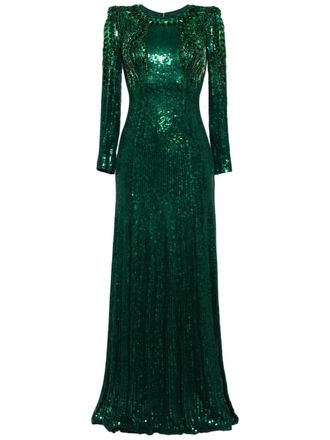 Jenny Packham Paloma sequin-embellished gown - Green