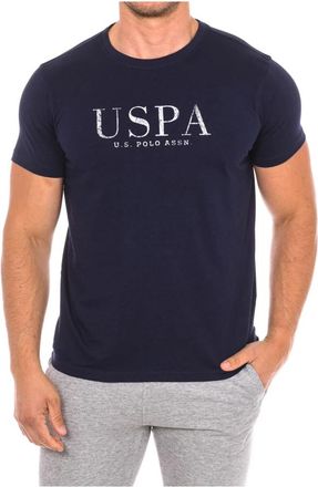 U.S.Polo Association T-shirt met korte mouwen en geribbelde halslijn - Heren - T-shirts - Blauw - M - Katoen - Tops