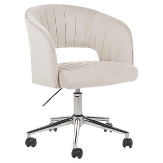 Beliani Beliani - Silla De Oficina De Terciopelo Beige Claro Negro Plateado Giratoria Ajustable Acolchado Katonah