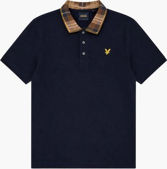 Lyle & Scott Mens Lyle & Scott Tartan Collar Polo Shirt Navy/Brown - Black - Size: 44