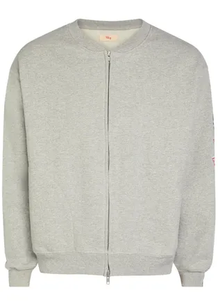 Cherry Los Angeles Gecko Embroidered Zip-through Cotton-blend Sweatshirt - Grey - XL