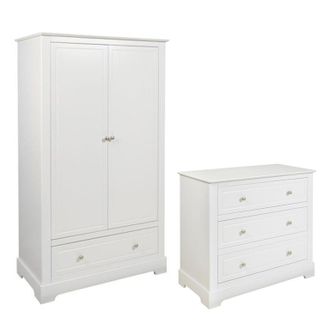 OEM Commode 3 Tiroirs Et Armoire 2 Portes Bellamy Marylou Blanc