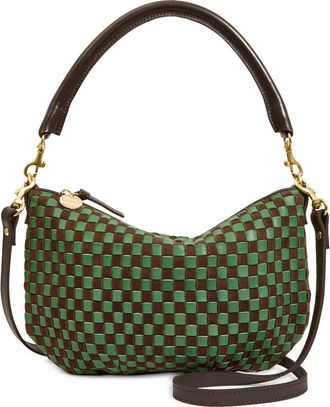 Clare Vivier Petit Moyen Woven Messenger Bag in Deep Pine Chocolate at Nordstrom