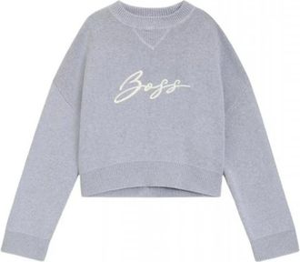 HUGO BOSS C_Finevra Sweater - Dames - Ronde hals truien - Grijs - M - Katoen - Truien & Vesten