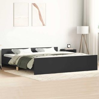 vidaXL Estructura De Cama Con Cabecero Y Piecero Negro 160x200 Cm Vidaxl