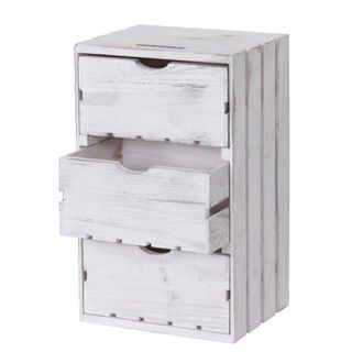 Hhg C&oacute;moda Hhg 518, C&oacute;moda De Madera, Aspecto Shabby Vintage 3 Cajones 53x32x26cm, Blanco