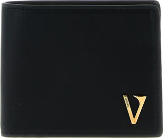 Versace V Logo Portafogli Nero-Uomo