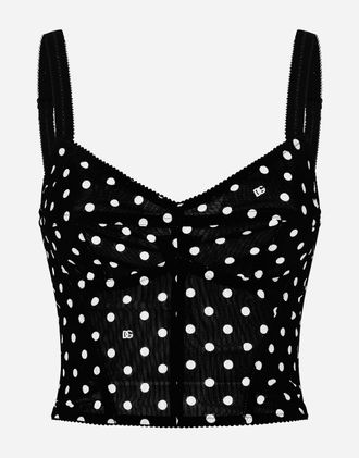 Dolce & Gabbana Polka-dot Marquisette Corset Top - Woman Shirts And Tops Print 36
