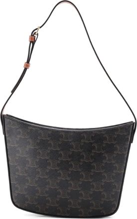 Celine Croque Triomphe Coated Canvas Medium hobo bag - Marrone
