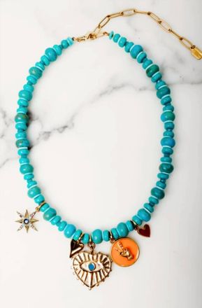 Elizabeth Cole Womens Bellatrix Charm Necklace In Turquoise