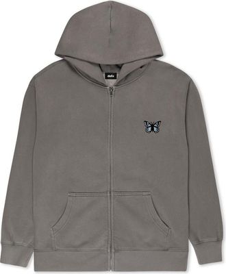Dalix Butterfly Midweight Fleece Faded Zip Hooded Sweatshirt in Faded Gray at Nordstrom, Size Xx-Large