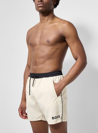 BOSS Mens Contrast trim logo swim trunk