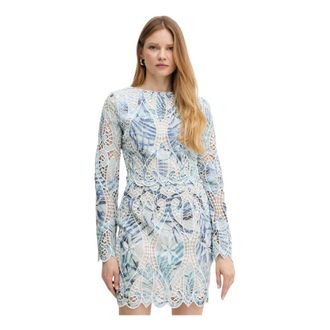 Guess Anastasia Kantblouse - Dames - Blouses - Blauw - M - Polyester - Overhemden