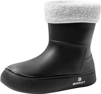 Generic Black Womens Waterproof Mid-Calf Boots with Secure Grip, Comfortable for Walking in Rain, Stylish and Practical, Made from Flexible PVC