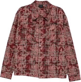 Daily Paper Clothing Boxy Washed Check Flannel Shirt - Heren - Casual Overhemden - Rood - S - Katoen - Overhemden