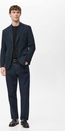 Mango Giacca slim fit microstruttura navy - Uomo - 46 - MANGO MAN
