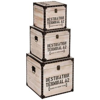 Atmosphera Juego De 3 Ba&uacute;les Cuadrados r&eacute;tro Factory Atmosphera Cr&eacute;ateur DInt&eacute;rieur