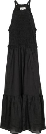 Sea New York Cole smocked midi dress - women - Cotton/Ramie - L - Black