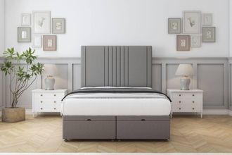Comfort Beds Royal Dumfries Ottoman Bed Base-26 Strutted Headboard in Light Grey | Size: Super King