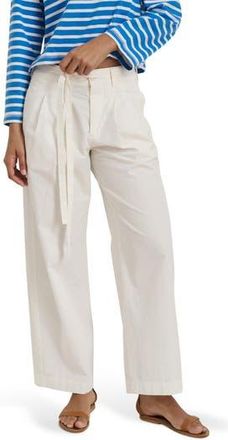 Alex Mill Ina Pleat Cotton Twill Drawstrings Pants in White at Nordstrom Rack, Size 14