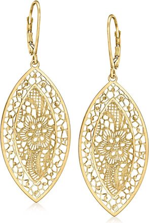Ross-Simons Italian 18kt Yellow Gold Filigree Drop Earrings