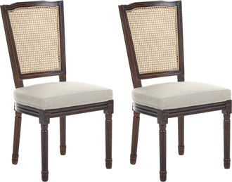 Beliani Conjunto De 2 Sillas De Comedor Tapizadas Con Trenza Vienesa Estilo Campestre Franc&eacute;s Retro Marr&oacute;n Oscuro/beige Bonanza