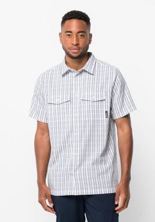 Jack Wolfskin Funktionshemd JACK WOLFSKIN THOMPSON SHIRT MEN, Herren, Gr. S (48), Normalgr&ouml;ssen, weiss (wei&szlig;, rush, checks), OBERSTOFF: 100% POLYESTER, Hemden Funkt