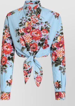 Dolce & Gabbana cotton floral print knotted long sleeve blouse
