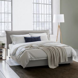 Dmora Talamo Italia - Cama Matrimonial Clio, Cama Contenedor Con Funda Extra&iacute;ble Con Cabecero Tapizado Y Estructura De Cama, 100% Made In Italy, Adecuado Pa