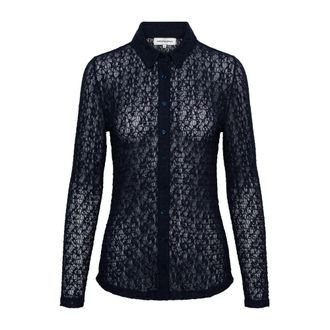 &Co Woman Kanten Blouse - Dames - Blouses & Shirts - Blauw - Maat: S Poliester