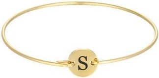 Adornia Tarnish Resistant 18K Gold Plated Initial Bangle Bracelet in Gold-S at Nordstrom Rack