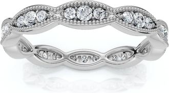 Pompeii3 3/8ct Diamond Vintage Eternity Ring Stackable Womens Wedding Band 14k White Gold