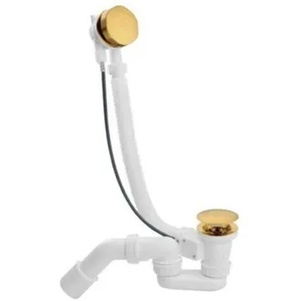 OEM Juego Completo De Desag&uuml;e Para Ba&ntilde;era De 900 Mm Con Sif&oacute;n De Alto Caudal Y Placa Embellecedora Met&aacute;lica, Color Oro