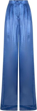 Alberta Ferretti Satijnen broek met hoge taille - Dames - Wijde Broeken - Blauw - S - Satijn - Broeken