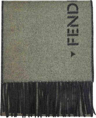 Fendi Bufanda con logo y flecos - Accessories - Hombre - Verde - ONE SIZE