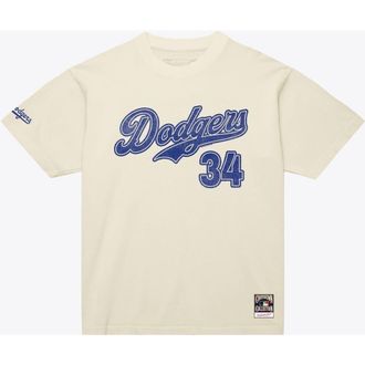 Mitchell & Ness Mens Mitchell & Ness Fernando Valenzuela Cream Los Angeles Dodgers Cooperstown Collection Throwback Name & Number T-Shirt at Nordstrom, Size Xx-Large