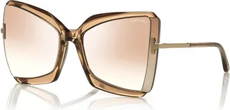 Tom Ford FT0766 57G Rose Champagne with Rose Gold/Gradient Brown Silver Flash