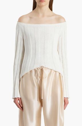 Khaite Sylas Off the Shoulder Rib Sweater in Glaze at Nordstrom, Size X-Small